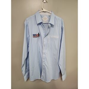 ALEX VANDO Long Sleeve Dress Shirt Blue Men's XL Patriot Project New